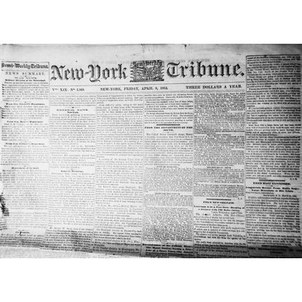 NEW YORK TRIBUNE, April 8, 1864 - Civil War; Irish on Slavery; Metropolitan Fair