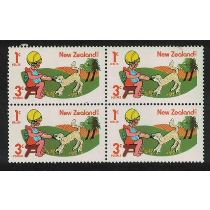 New Zealand Girl feeding Lamb Block of 4 1975 MNH SG#1079