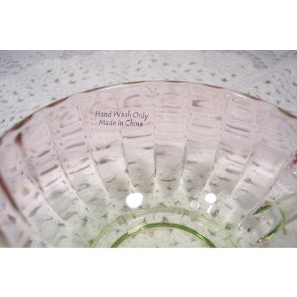 Pink & Green Watermelon-Colored Glass Teacup & Saucer or Coffee Cup Set - NEW