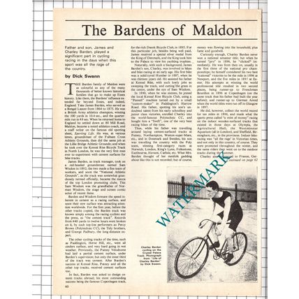 James Barden Charley Barden Maldon Essex Cycling - 1978 Article