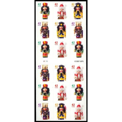 Holiday Nutcrackers Pane of Eighteen 42 Cent Postage Stamps Scott 4371b