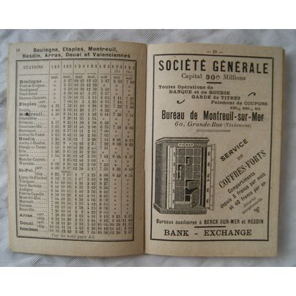 1908 Indicateur pour Boulogne-sur-Mer Berck offert par le Société Générale