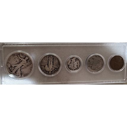 1927 San Francisco & Philadelphia 5 Coin Mint Set 90% Silver Coin
