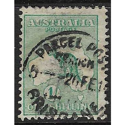 AUSTRALIA wmk2 1/- ROO USED DIEII SG11 PARCEL POST CANCELLATION