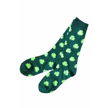 Dark Green St Patricks Clover Print Tube Socks