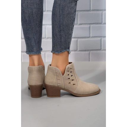 Parchment Cut Out Suede Pointed Toe Heeled Ankle Boots