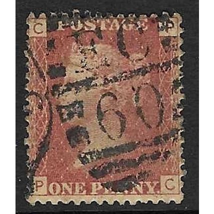 GB 1858 QUEEN VICTORIA 1d RED PLATE 159 USED SG43 / sg44 " PC "