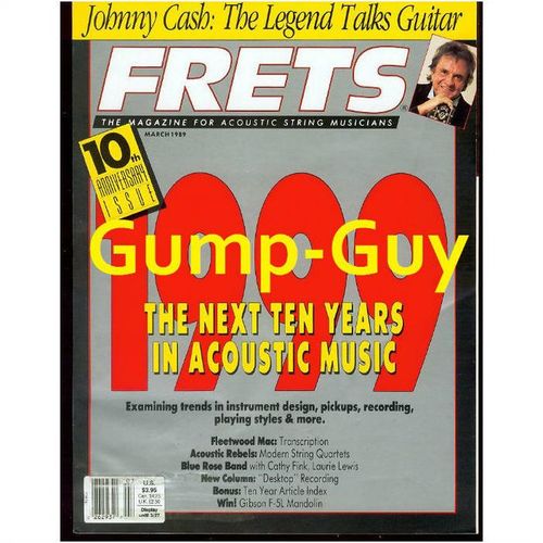 Frets magazine March 1989 acoustic trend Johny Cash Interview Lindsay Buckingham