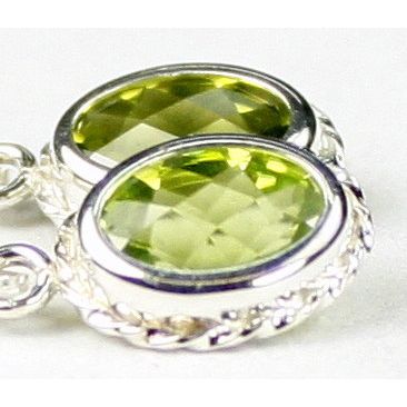 Peridot, 925 Sterling Silver Leverback Rope Earrings, SE006