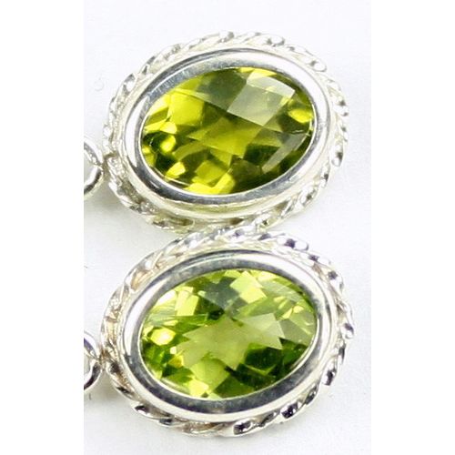 Peridot, 925 Sterling Silver Leverback Rope Earrings, SE006