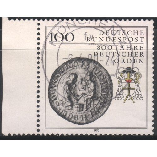 Germany 1990 - SG2300 - 100pf - 15th Century Seal & Grand Master's Arms - used