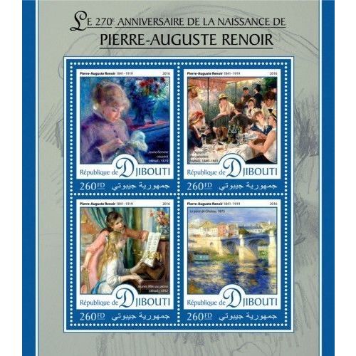 DJIBOUTI 2016 SHEET MNH RENOIR ART PAINTINGS ARTE PINTURAS 3