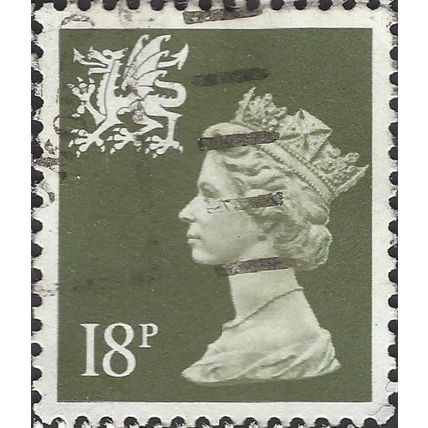 WALES, QE II, Machin, olive-grey 1987, 18p