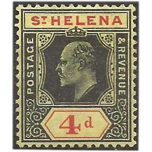 St Helena 1908 SG66 4d Black & Red/Yellow Mounted Mint ..