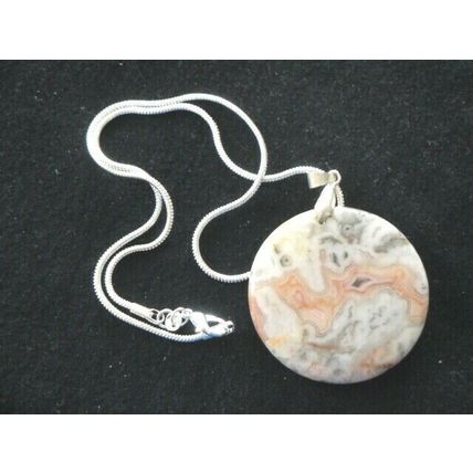Elegant 43mm x 7mm crazy lace Jasper pendant on SP Euro necklace inclusions
