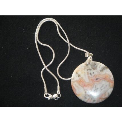 Elegant 43mm x 7mm crazy lace Jasper pendant on SP Euro necklace inclusions