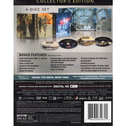 STAR WARS THE FORCE AWAKENS BLU-RAY 3D + BLU-RAY + DVD (DIGITAL MAY HAVE EXPIRED