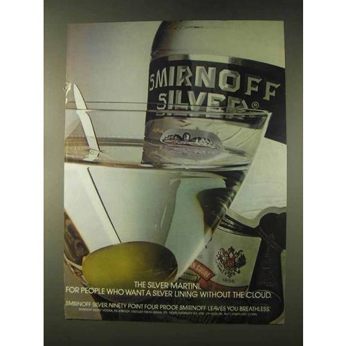 1976 Smirnoff Silver Vodka Ad - Silver Martini