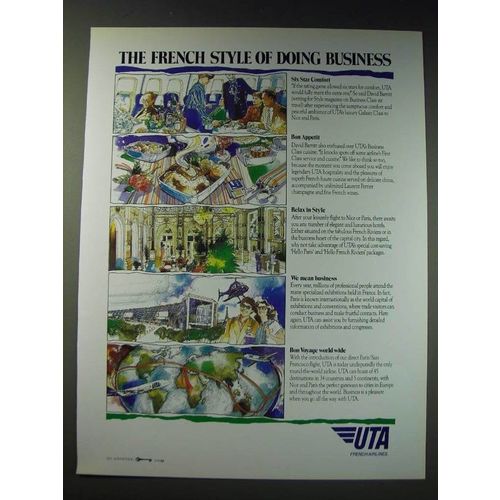 1987 UTA French Airlines Ad - French style of doing business