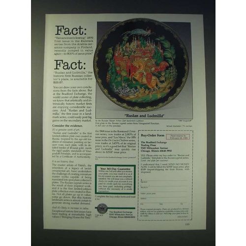 1989 The Bradford Exchange Ruslan and Ludmilla Plate Ad - Gleb Vasilevitch