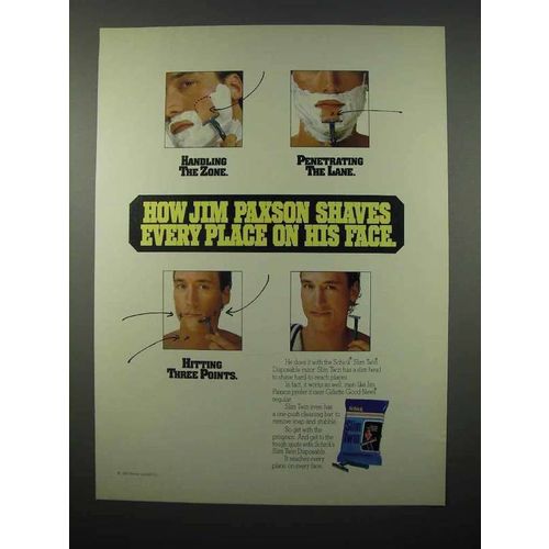 1990 Schick Slim Twin Disposable Razor Ad - Jim Paxson