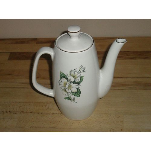 Sylvac Ware Small Floral Coffee Pot - White Rose Design