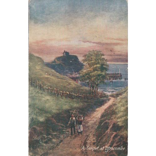 GB 1920 Sunset at Ilfracombe by Tuck Oilette no 7839 see rest