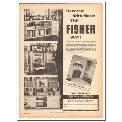FISHER RADIO CORP 1961 Decorate music stereo components vintage ad