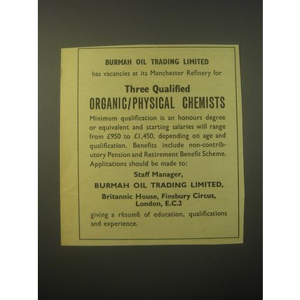 1966 Burmah Oil Trading Limited Ad - Burmah Oil Trading Limited has vacancies