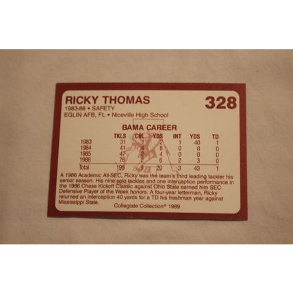 Ricky Thomas 1989 Collegiate Collection Alabama's Finest NO. 328