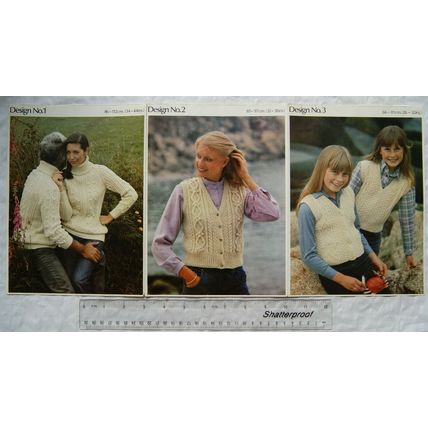 Vintage: 3 designs for sweaters & vests, Wendy Kintyre aran