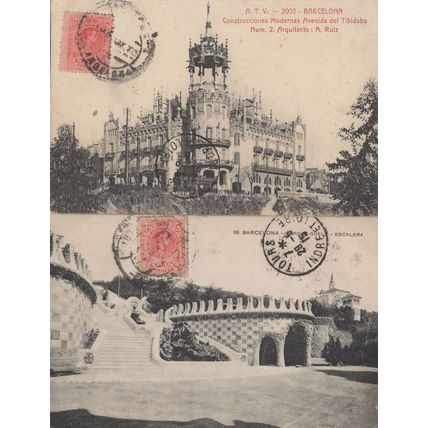 Barcelona Construcciones Modernas 2x Antique Spanish Postcard s
