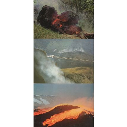Mount Etna Volcano Lava By Night 3x Spain Postcard s