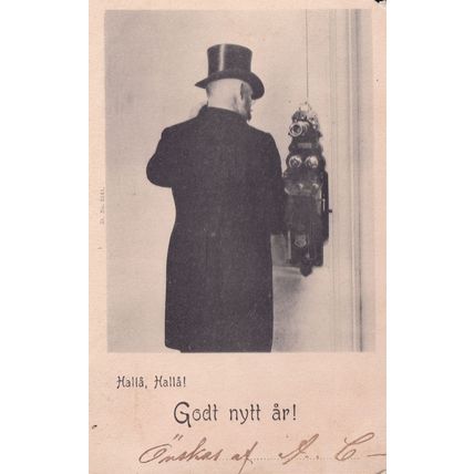 Godt Nytt Ar Antique German Telephone New Year Old Postcard