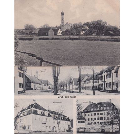Gruss Grub Aus Waal Farmland River 2x Old German Postcard