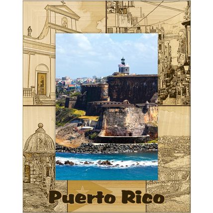 Puerto Rico Laser Engraved Wood Picture Frame Portrait (3 x 5)