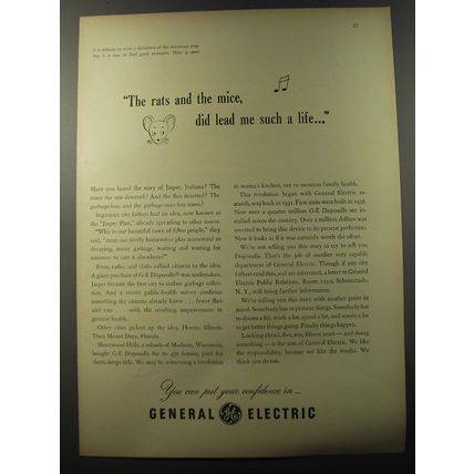 1953 General Electric Ad - The rats and the mice, did lead me such a life