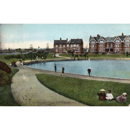 LITTLEHAMPTON The Childrens Pond - Sussex - 1907 Original Postcard (2.09)
