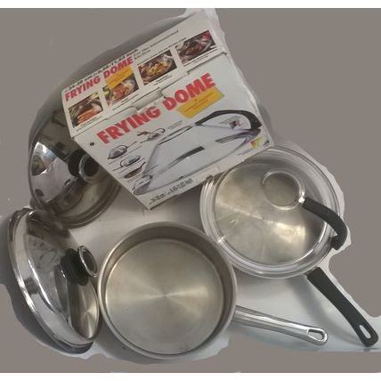 Induction Ready Frying Saute Pan Professional Non Stick 4 Egg Poacher dome splat