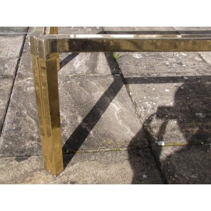 Large Metal Frame Coffee Table for Repair (Rusty) Brass Effect Glass Top modern