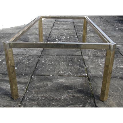 Large Metal Frame Coffee Table for Repair (Rusty) Brass Effect Glass Top modern