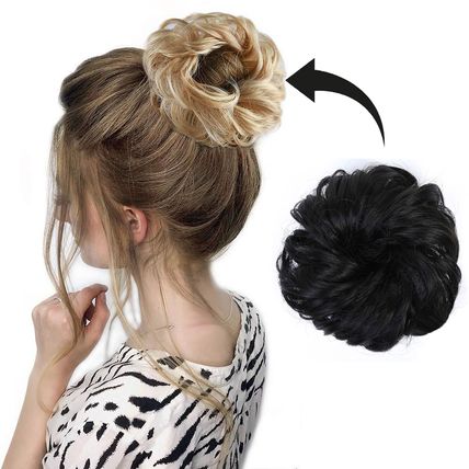 Synthetic Messy Bun Hair Piece, Ladies Hair Scrunchie BLACK B2