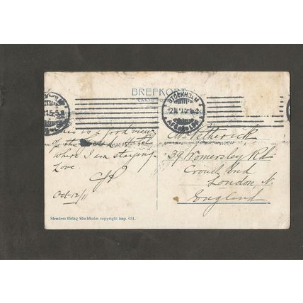Genealogy Postcard Petherick 39 Womersley Road Crouch End London 1911