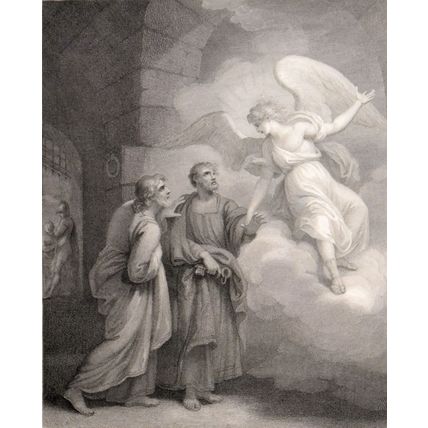 ANGEL FREEING THE APOSTLES 1795 William Skelton - Thomas Kirk ETCHING