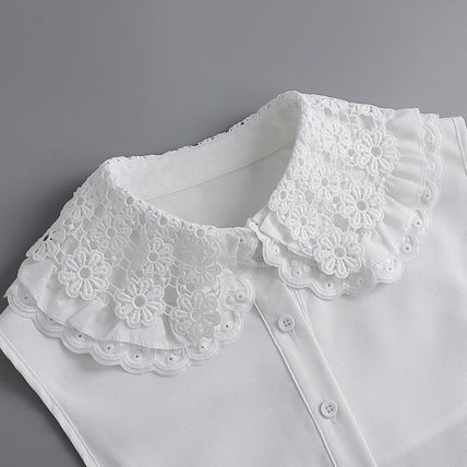 Ladies False Half Collar Fake Shirt Blouse Flower Lace Detachable Collar Bib