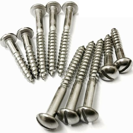 No.8 (4mm) SLOTTED ROUND HEAD WOOD SCREWS A2 STAINLESS STEEL DOME SLOT PAN DIN96