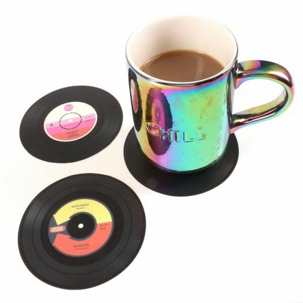 4x VINYL RECORD COASTERS Retro Cup Drink Place Mat Coffee Tea Table Protector
