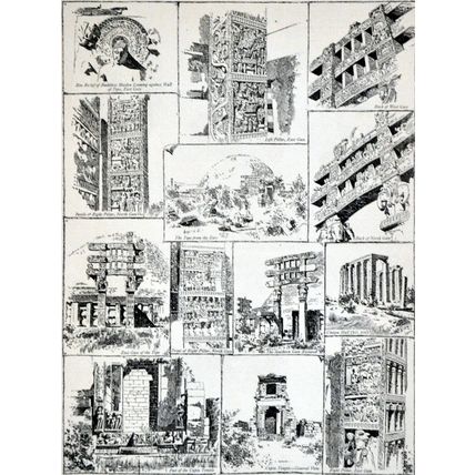 BUDDHIST MEMORIAL MOUNDS AT SANCHI, INDIA 1889 Temples VICTORIAN ENGRAVINGS