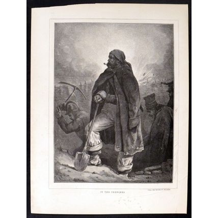 IN THE TRENCHES 1870 Joseph Louis Hippolyte Bellangé VICTORIAN ENGRAVING