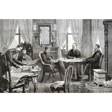 SIGNING OF THE PEACE 1878 SAN STEFANO General Ignatieff VICTORIAN ENGRAVING